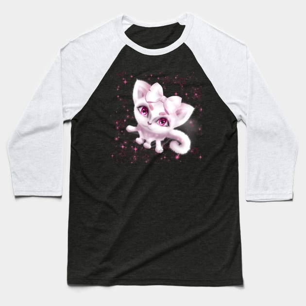 Magic Kitten Baseball T-Shirt by Nastya Lix